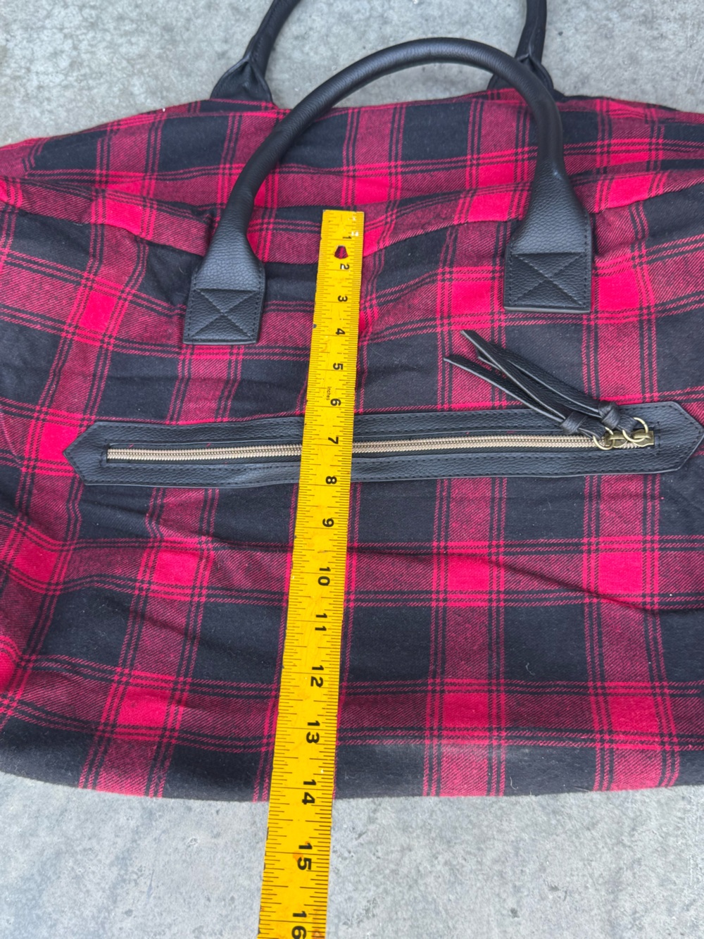 Maurices Red & Black Plaid Tote Weekender Bag with Shoulder Strap MINTY - Picture 10 of 12